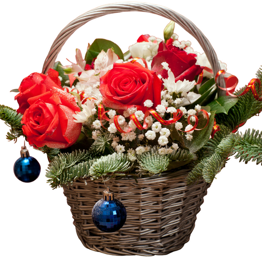 Christmas Holiday Flower Basket